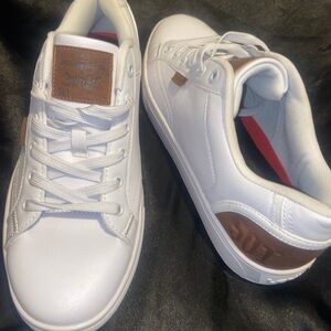 Levi's White and Brown Sneakers with Minimalist Design